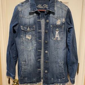 Vanilla Star Distressed Denim Jacket with Button Details